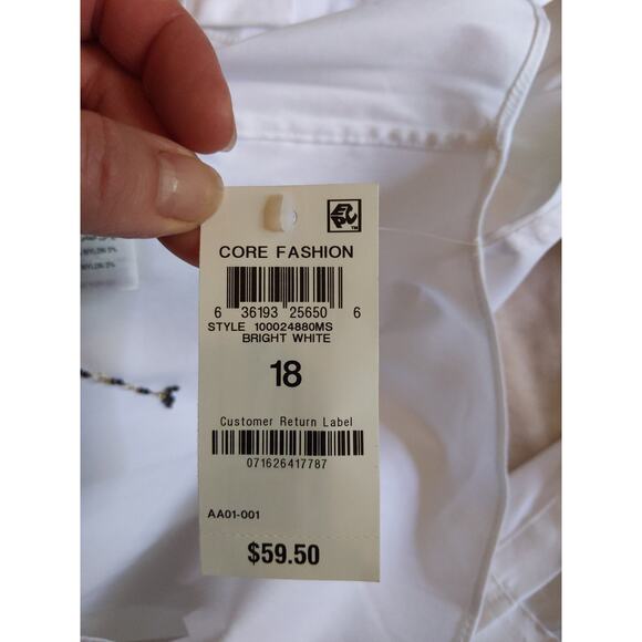 Charter Club White Button Down Shirt Classic Long Sleeve Plus Size 18 NWT - Picture 6 of 8